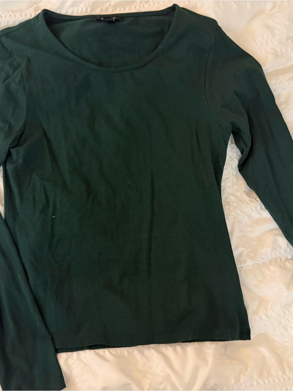 Amisu Dark Green Long Sleeve Crewneck Top